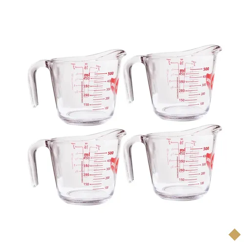 Kit 4 Jarras Medidoras de Vidro Marinex 500ml com Bico e Alça Restaurante…
