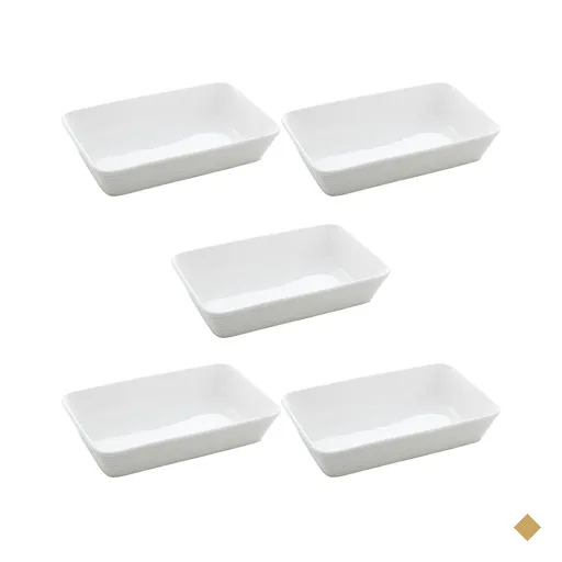 Kit 5 Travessas Assadeiras de Porcelana Branca 1,5L Refratários 30x20cm Buffet…