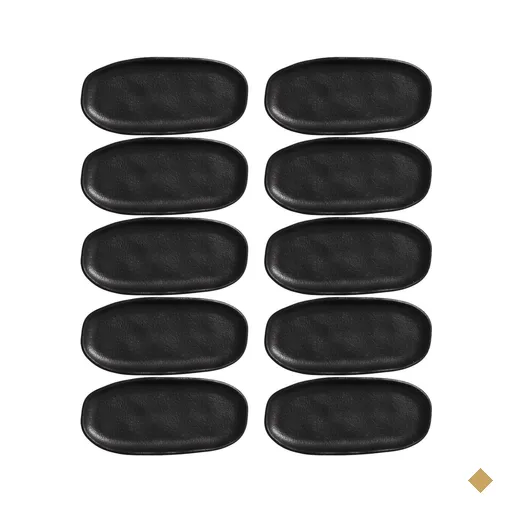 Kit 10 Travessas 16,5x8cm Cerâmica Orgânico Preto Restaurant