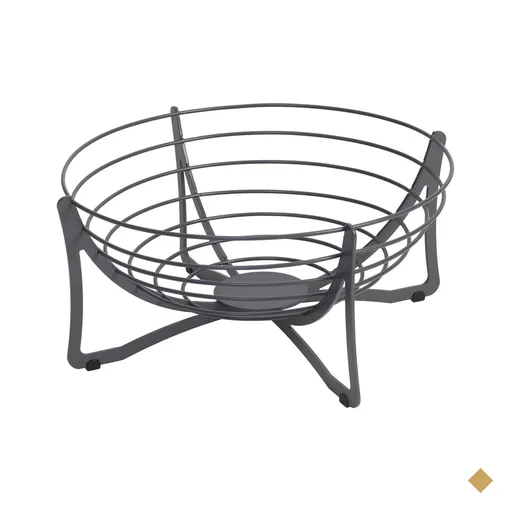 Cesta de Frutas Fruteira Redonda de Mesa Cinza 34,5cm Masutti Aramada Carbono