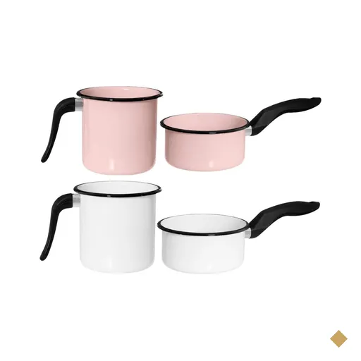 Jogo Papeiros e Leiteiras Esmaltadas 12 Peças Lascadas Rosa Branco