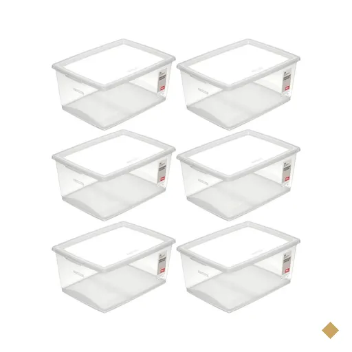 6 Caixas Organizadoras com Tampa 30L Empilháveis Click Orden