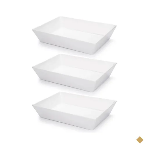 3 Travessas Retangular Branca 4L Profissional Servir Buffet Melamina Saladas…
