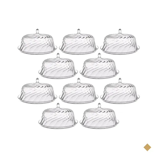 Conjunto 8 Porta Bolos Transparente com Cúpula 25cm Tortas Doces Padaria Hotel…