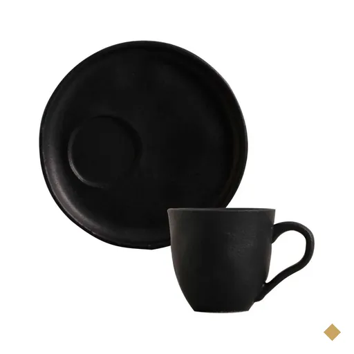 Jogo de 6 Xícaras de Chá 170 ml com Pires Descentraizado Preto Matte Porto…