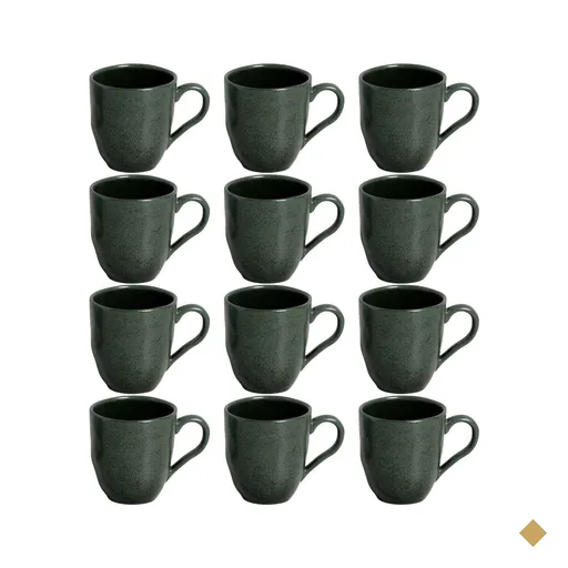 Jogo 12 Canecas Arauco 273ml Verde Xícara de Chá Cerâmica Porto Brasil