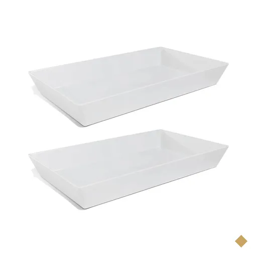 Kit 2 Travessas Melamina 53x32cm Branca Restaurante Buffet Haus Concept