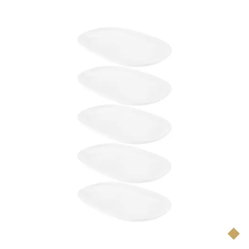 5 Bandejas para Servir Melamina Branca 34x22cm Buffet Travessa de Saladas Oval…