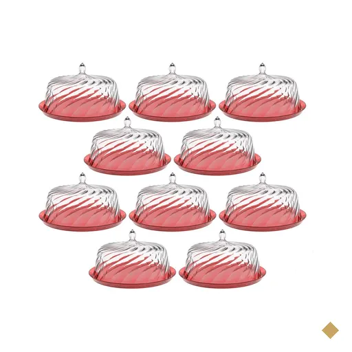 8 Porto Bolos com Cúpula 30cm Torta Doces Crippa Confeitaria Hotel Vermelho…