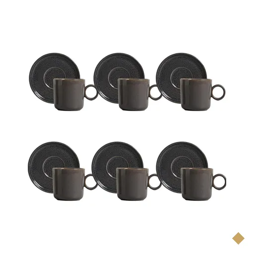Jogo 6 Xícaras de Chá Café com Pires 150ml Cerâmica Porto Brasil Azul…