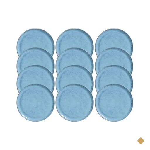 Jogo 12 Pratos Rasos de Sobremesa 21cm Azul Linhas Breeze Porto Brasil Petit…