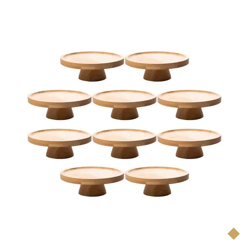10 Boleiras de Bambu 20cm Pedestal Lyor Decorações de Mesas