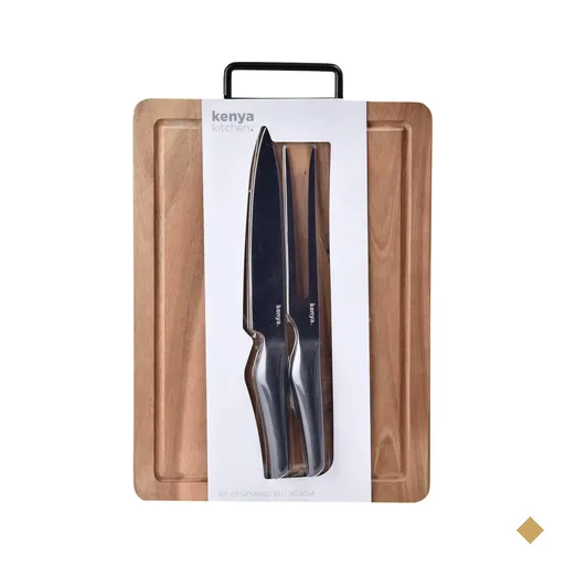 Kit para Churrasco em Madeira Acácia 41x28x19cm Kenya