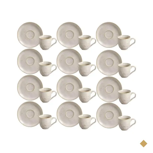 Jogo 12 Xícaras de Café com Pires 120ml Cerâmica Porto Brasil Bio Latte Mesa…