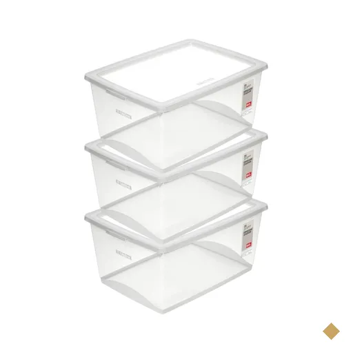 3 Caixas Plásticas Organizadoras 60L com Tampa My Closet Ordene Multiuso