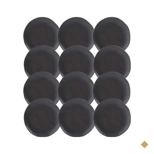 Kit 12 Pratos Orgânicos Preto 19cm Cerâmica Stoneware Comida Japonesa Sushi…