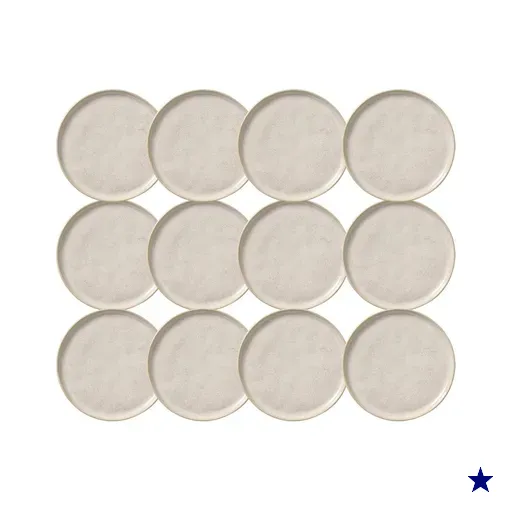 Jogo 12 Pratos de Sobremesa Porto Brasil 21cm Cerâmica Off White Mousse Petit…