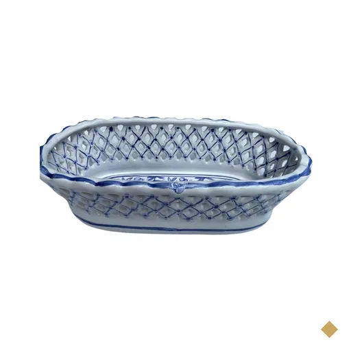 Cesta para Paes frutas Ceramica Pintada Mao Tipo Portuguesa