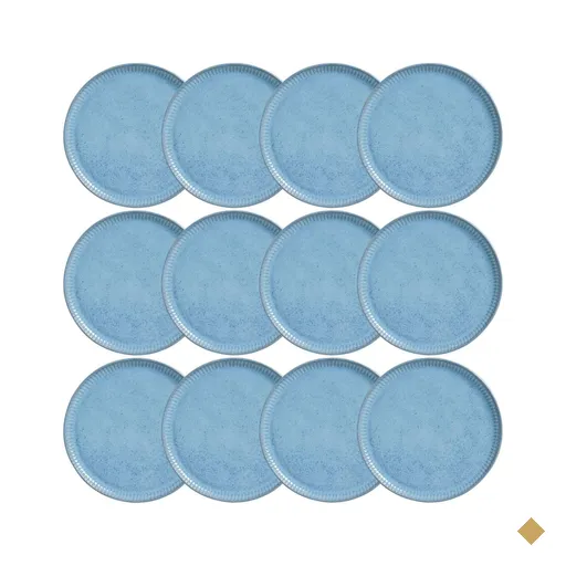 Kit 12 Pratos Cerâmica Azul Rasos 27cm Porto Brasil Linhas Breeze Mesa Posta…