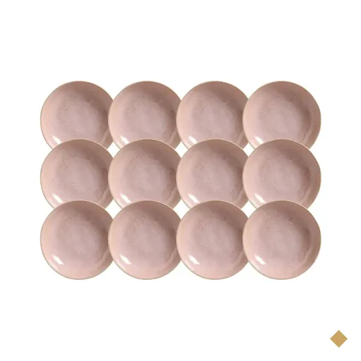 Jogo 12 Pratos Fundos 830ml Cerâmica Rosa Bio Litchi Mesa Ja