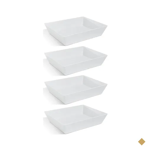 4 Travessas Retangular 3,5L Profissional Servir Buffet Melamina Branca Saladas…