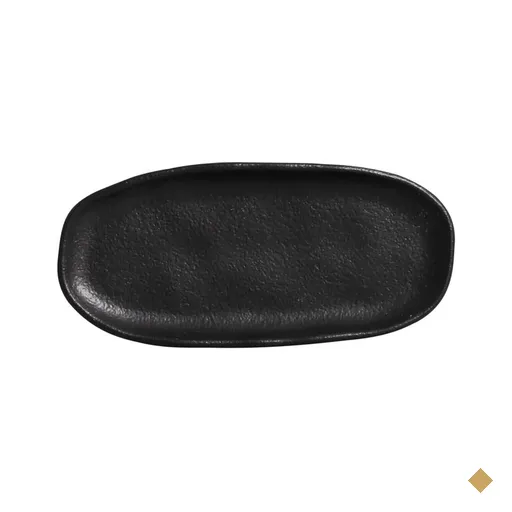 Kit 15 Travessas Cerâmica para Sushi 16,5x8cm Orgânico Preto