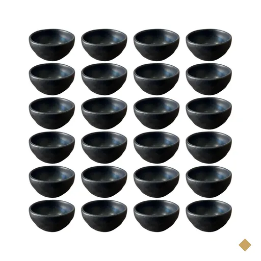 Kit 24 Ramequins 50ml Orgânico Preto Cerâmica Molheira Porto