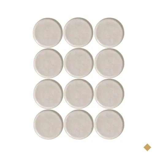 Kit 12 Pratos Rasos Bio Latte 27cm Cerâmica Stoneware Off White Mesa Posta