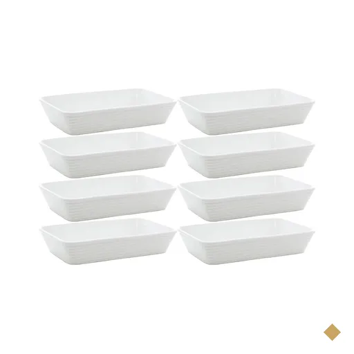 8 Travessas Refratárias de Porcelana Branca 29x20x5cm Restaurantes Buffet…