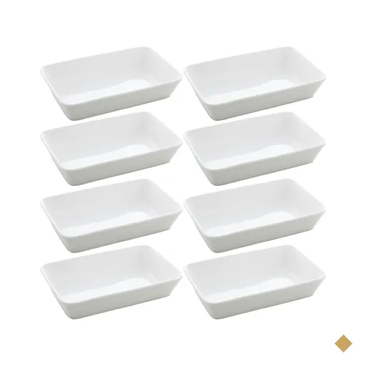 Conjunto 8 Assadeiras de Porcelana Branca Travessas 30x20cm Restaurante Buffet…