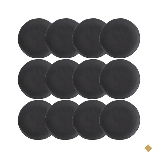 Kit 12 Pratos Rasos Orgânico Preto Matte 26,5cm Cerâmica Mes