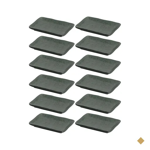 12 Travessas Porto Brasil 14x18cm Cerâmica Juta Verde Sushi Pratos para…