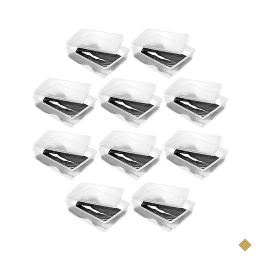 10 Caixas Organizadoras com Tampas Empilháveis para Botas Cano Longo 49x36cm…