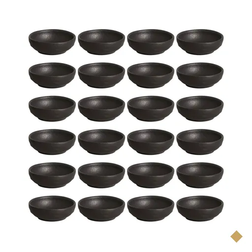 Kit 24 Ramequins 70ml Cerâmica Orgânico Preto Matte Restaura
