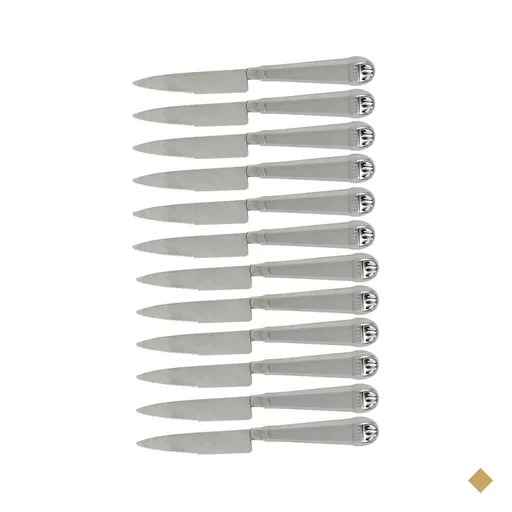 12 Facas Churrasco Jumbo 25cm Aço Inox Prateada Servir à Mesa Jantar