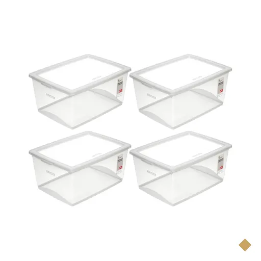 4 Caixas Plásticas 60L Organizadoras com Tampa My Closet Ordene Empilháveis