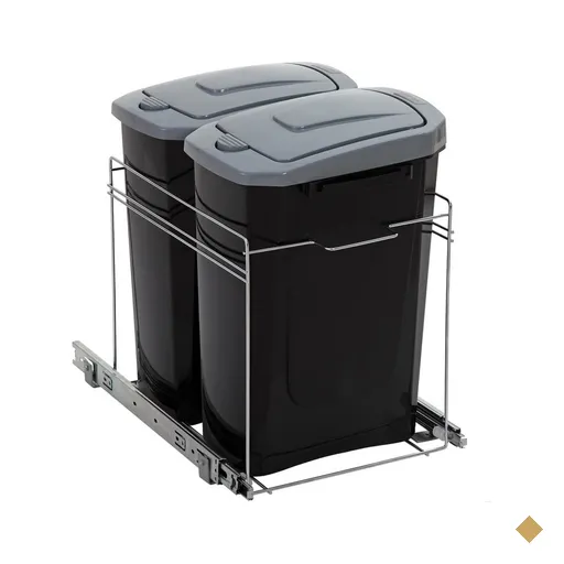 Lixeira Dupla Deslizante Cozinha 15l Preta Aço Inox Corrediças Embutir…