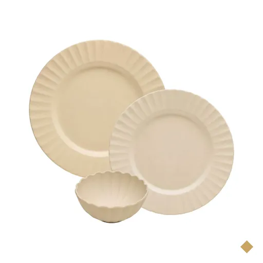 Jogo de Jantar 72 Pçs Pratos Rasos Sobremesa Bowls Bege Melamina Gerbera Lyor…