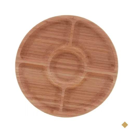 Jogo de 24 Tábuas Petisqueiras Bambu 5 Divisórias 25cm Lyor Round Servir…