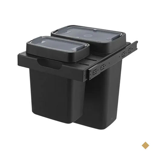 Lixeira Dupla Deslizante Organize 8L e 17L Aço Carbono Preto com Puxa Sacos…