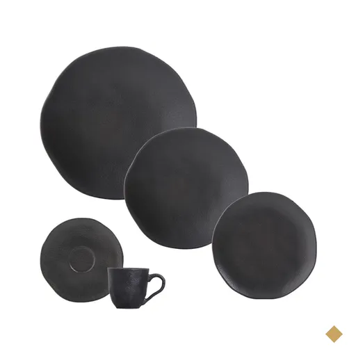 Aparelho de Jantar 20 Peças Orgânico Preto Matte Porto Brasil