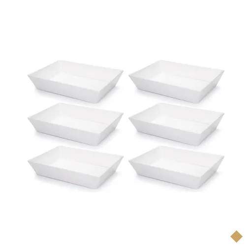 Kit 6 Travessas Brancas 4L Melamina Profissional Haus Concept Restaurante Buffet