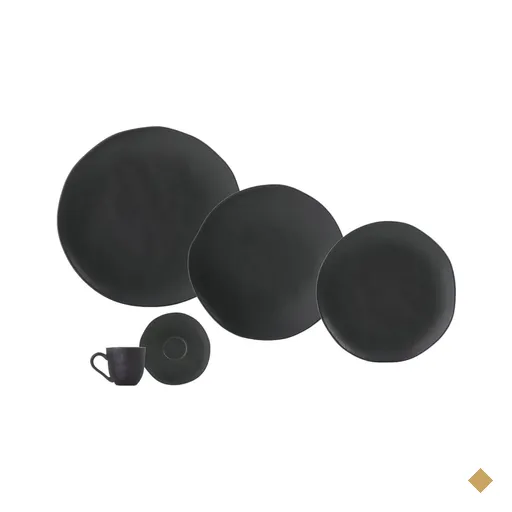 Aparelho de Jantar 30 Peças Orgânico Preto Matte Mesa Posta Porto Brasil 6…