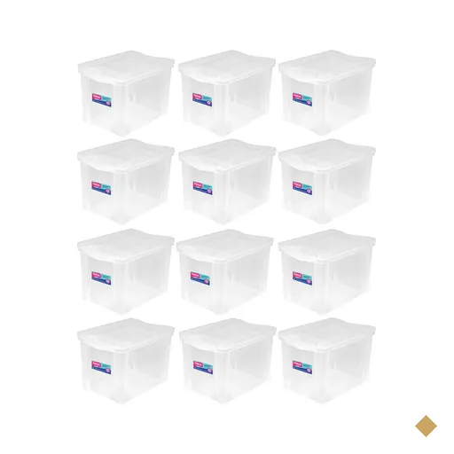 Kit 12 Caixas Organizadoras 30L Multiuso Alta Ordene Transparente Radical Color