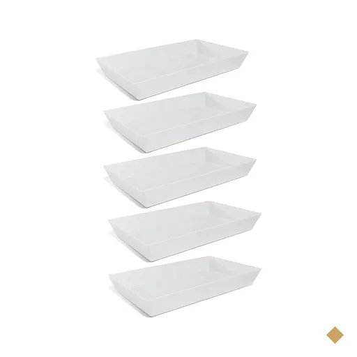 Kit 5 Travessas Melamina Brancas 53x32cm Restaurante Buffet Servir Salada Massa…