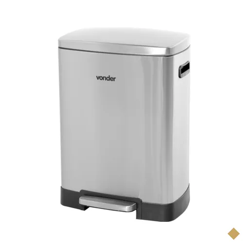 Lixeira Retangular de 50 Litros Inox Vonder Cinza com Pedal Balde Interno