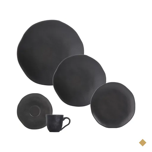 Aparelho de Jantar 30 Peças Orgânico Preto Matte Porto Brasil
