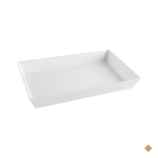 6 Travessas de Melamina Branca Restaurante 53x33cm Buffet Saladas Haus Concept