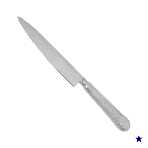 Jogo 24 Facas de Jantar Prateada Aço Inox Churrasco 24cm Serrilhada Luxo