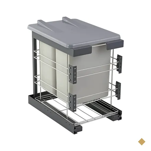 Lixeira Deslizante Inox Dupla 18L cada Tampa Articulada 36,5x50x54cm Masutti